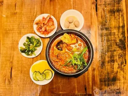 A warm bowl of Korean soondubu jjigae